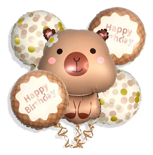 Kit de Globos con Motivo de Capibara para Fiesta de Cumpleaños Color Dorado | Grado B
