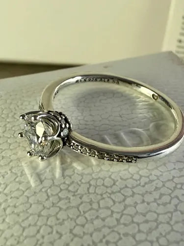 PANDORA CLEAR SPARKLING CROWN 925 STERLING SILVER RING, 3