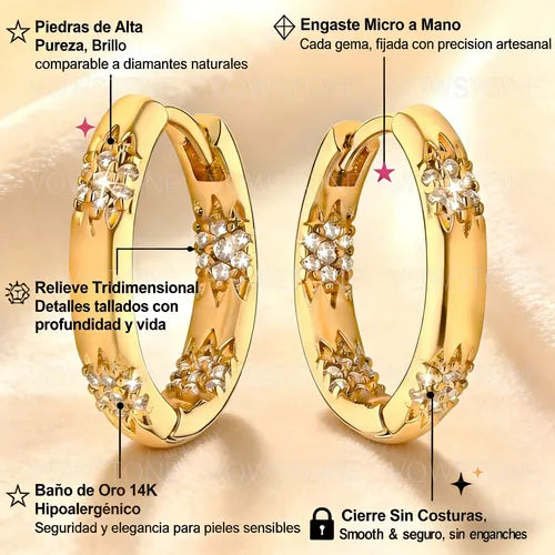 Pendientes con Circonitas para Mujer y Niñas Color Dorado | Grado B