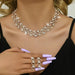 Conjunto De 2 Pendientes Y Collar For Mujer, Con Cadena De
