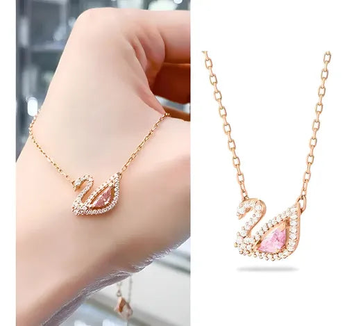 Collar de Cisne con Kit de Regalo Color Dorado Rosa | Grado B
