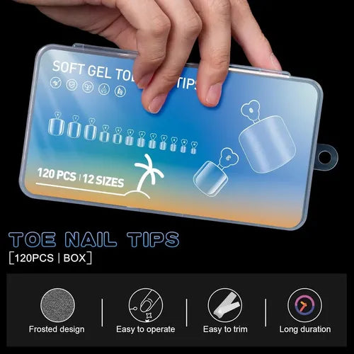 120 PZS TIPS UñAS POSTIZAS SUAVE GEL PIES PEDICURA INST TRANSPARENTE GRADO A