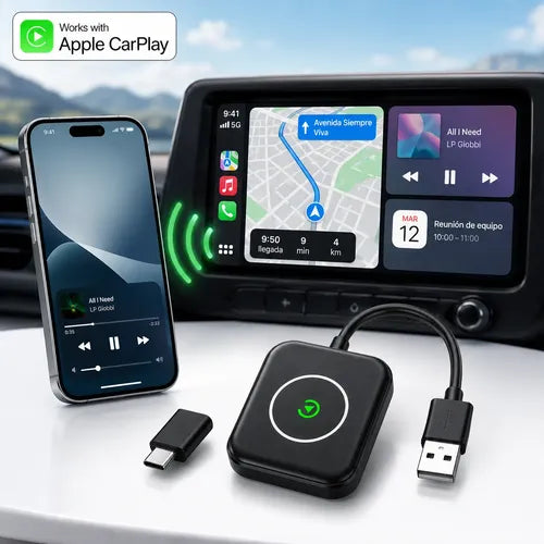 Adaptador CarPlay Inalámbrico Ourlife para Automóvil Compatible con iPhone | Grado B