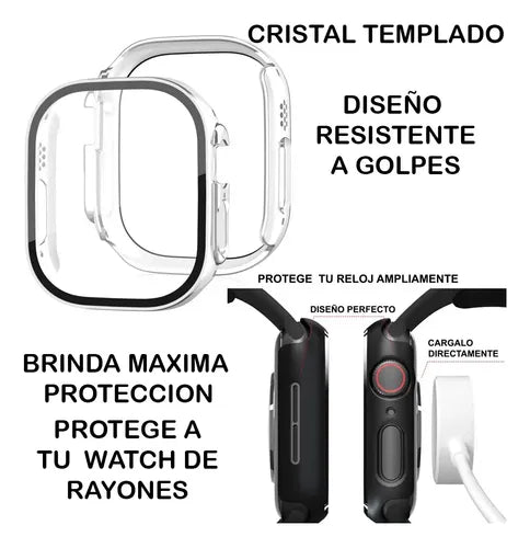 case cristal templado lujo para apple watch serie 8 7 6 5 se 2