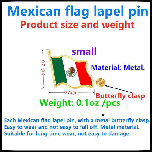20 Broches Magnéticos con Bandera de México | Grado B
