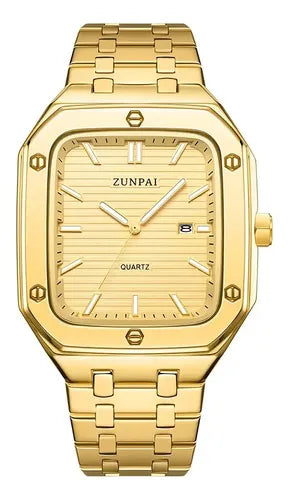 Reloj Zunpai Impermeable Inoxidable Color Dorado para Hombre | Grado B