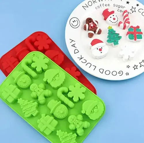 Molde Silicón Navidad 14 Figuras Árbol Jengibre Santa Nieve | Grado B