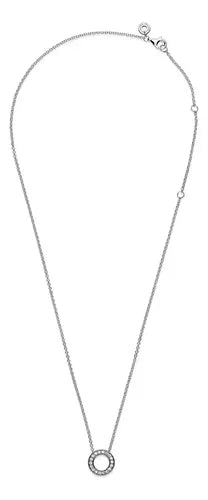 Collar Cadena con Corazones y Circonita Cúbica 45 cm Color Plateado | Grado B