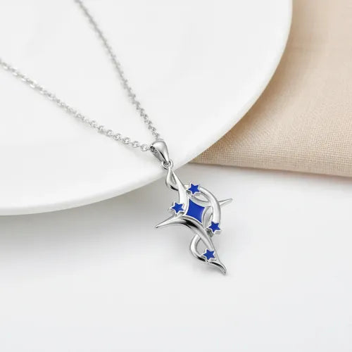 COLLAR DE MUJER CON DIJE DE ESTRELLA ACERO CHAPADO PLATA 925 PLATEADO
