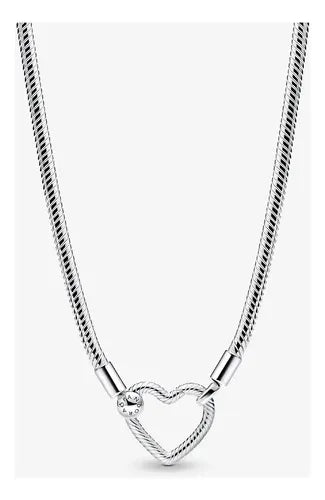 Collar de Corazón con Cadena de Serpiente Color Plateado | Grado B