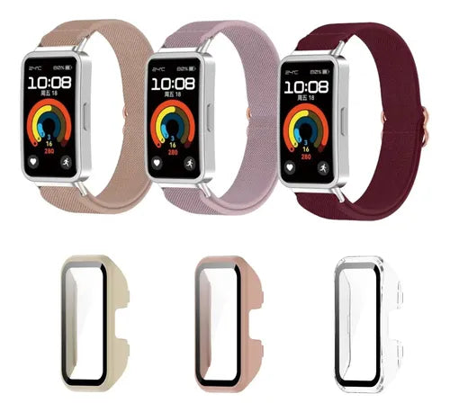 3 Correas de Nylon y Silicona con Funda para Huawei Band 8 y 9 | Grado B