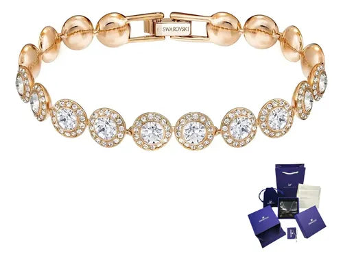 Pulsera de Tenis Angelic con Cristales Color Dorado Rosa | Grado B