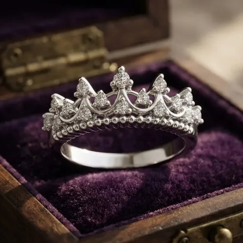 Anillo de Corona de Princesa Color Plateado | Grado B