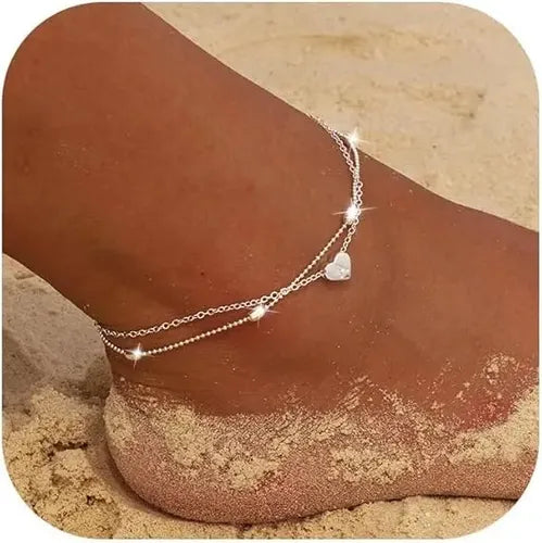 Pulsera de Corazón con Charms en Acero Inoxidable Color Plateado 16.5 cm | Grado B
