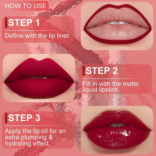DUNUF: BRILLO LABIAL + DELINEADOR DE LABIOS + ACEITE LABIAL. 1