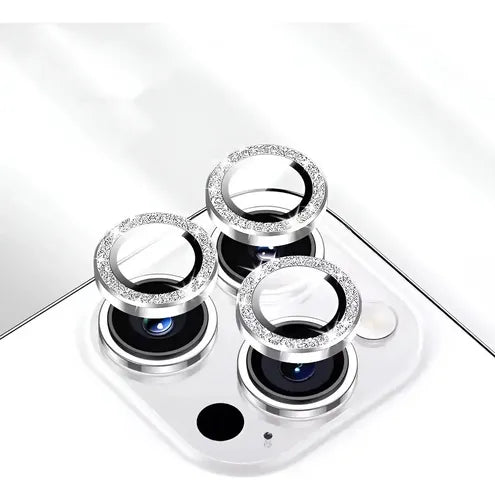 3 Micas Protectoras de Lente de Cámara para iPhone con Glitter de Colores | Grado B