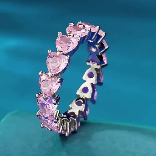 Anillo Corona con Piedra Color Plateado