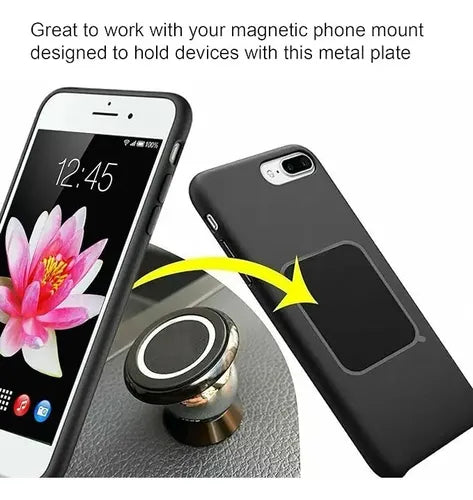 6 Placas Metálicas para Soporte Magnético de Teléfono Color Negro | Grado B