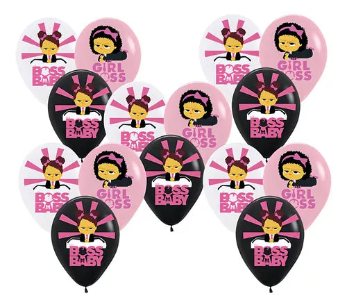 Globos Orbiculares Temáticos de Bebé Rosa con Estrellas 12 Pulgadas 15 Piezas | Grado B