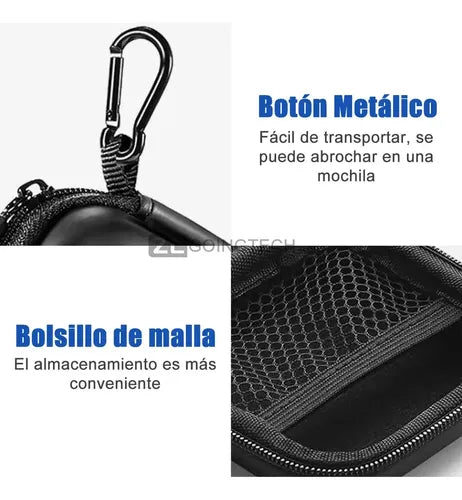 Estuche Organizador para Cables Cargador y Audífonos Color Negro | Grado B