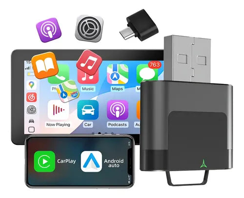 CAR PLAY ADAPTADOR INALÁMBRICO Y ANDROID AUTO CONVERTER 2EN1