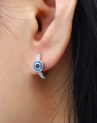 Aretes de Ojo Turco con Pavé de Zirconias Color Plateado | Grado B