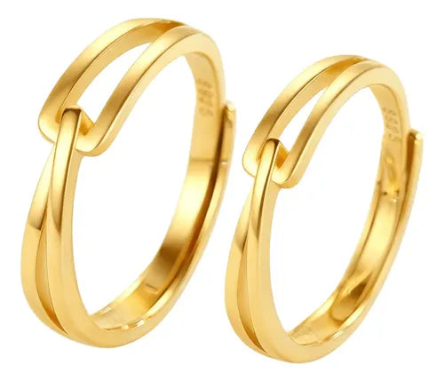 Anillo de Compromiso Ajustable Color Dorado Regalo para Pareja | Grado B