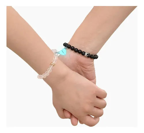 2 Pulseras de Pareja con Imán que Brillan en la Oscuridad | Grado B