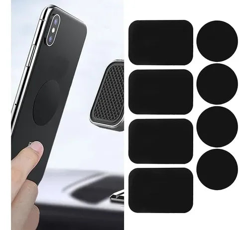 6 Placas Metálicas para Soporte Magnético de Teléfono Color Negro | Grado B