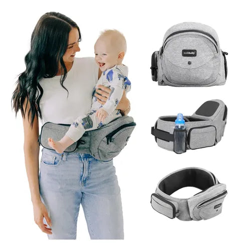 Tushbaby Cangurera Ergonomica Para Bebe Con Soporte Cadera Gris (Grado B)