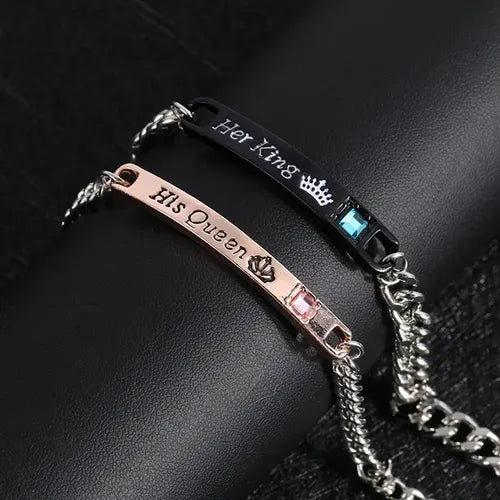 Pulseras de Pareja Rey y Reina 5.4 cm y 43.18 cm | Grado B