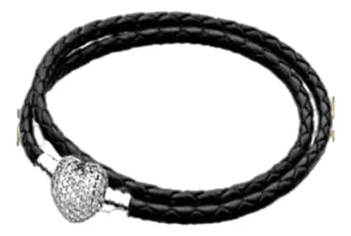 Pulsera con Cierre de Corazón Pavé Color Plateado | Grado B