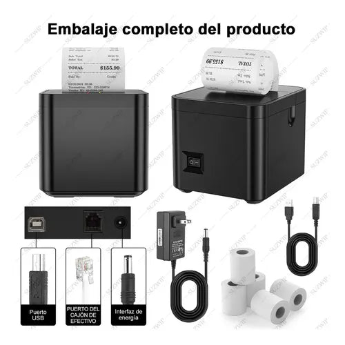 Impresora Térmica Ticket Recibos 58MM Suzwip Bluetooth+usb con 5 Rolls Paper Impresora Bluetooth | Grado B