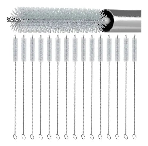 20 Cepillos Limpiadores para Popote de Acero Inoxidable 23 cm | Grado B