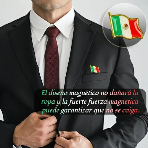20 Broches Magnéticos con Bandera de México | Grado B