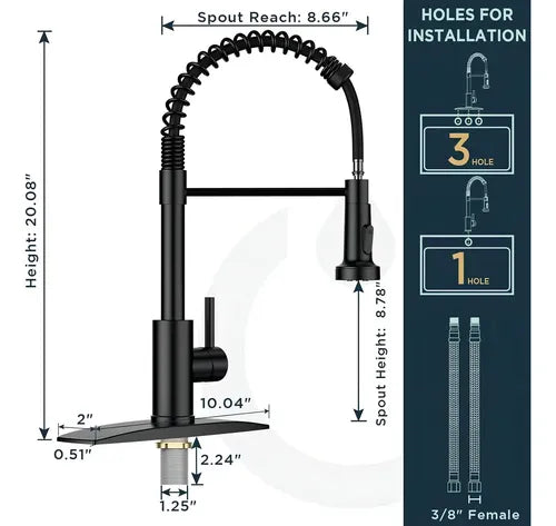 Grifo Monomando para Cocina Acero Inoxidable Negro Mate Yesop T-221 | Grado B