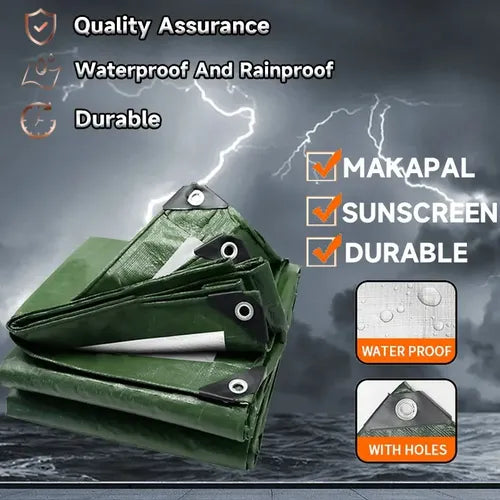 Lona Reforzada Impermeable de Uso Rudo 4 x 5 m Verde Oscuro | Grado B