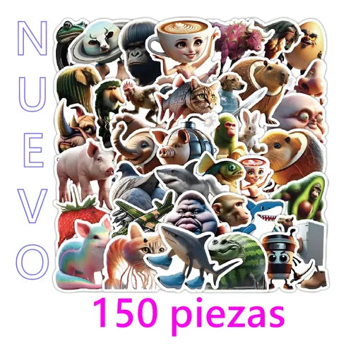80 Calcomanías de PVC Tung Tung Sahur para Mochila | Grado B