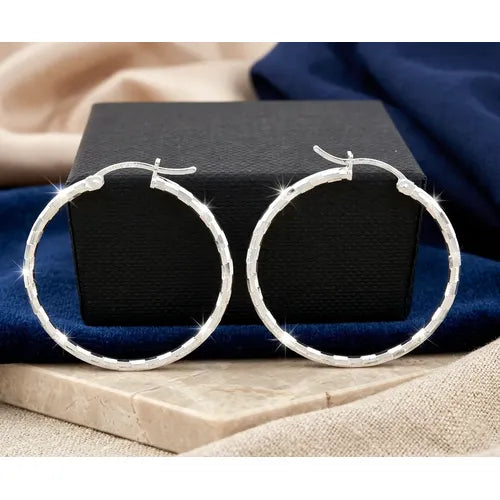 Pendientes de Doble Anillo Color Plateado | Grado B