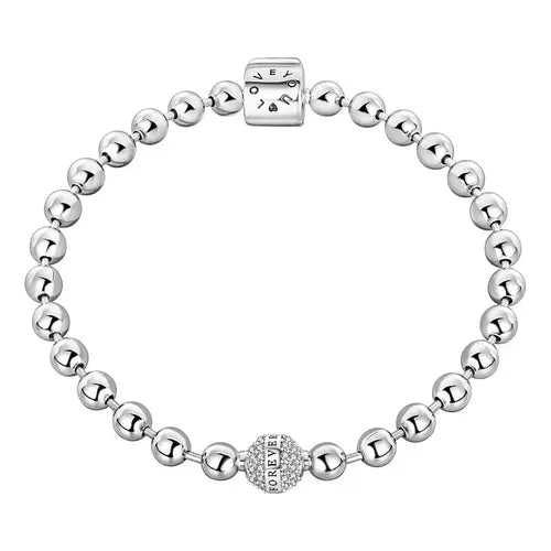 Brazalete de Cuentas con Pavé Color Plateado