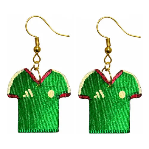 2 Pares de Aretes con Letras de Feliz Año Nuevo Color Verde y Rojo | Grado B