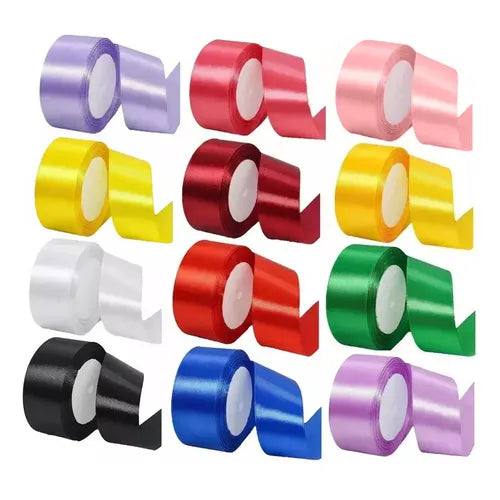 16 Rollos de Listón Multicolor Arcoíris | Grado B