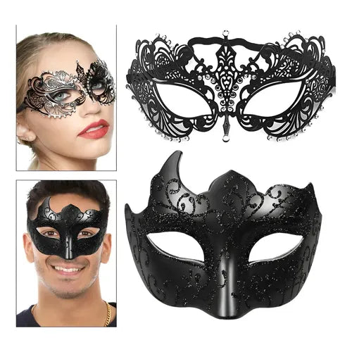 2 Antifaz Fiesta Mascaras Halloween Pareja Carnaval Cosplay | Grado B