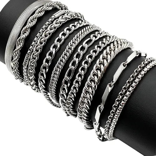 Pulsera con Diseño en Relieve Color Plateado | Grado B
