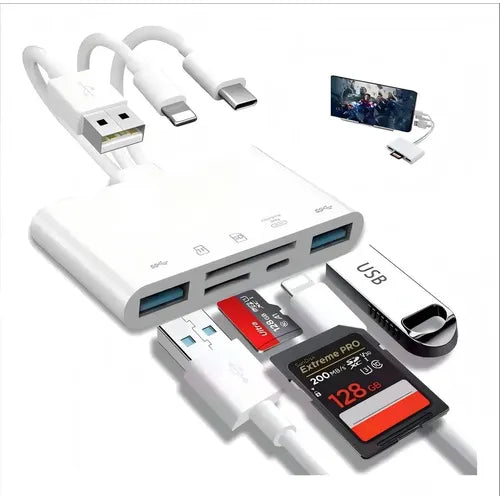 Lector de Tarjetas SD 3 en 1 de Doble Línea para iPhone y iPad | Grado B