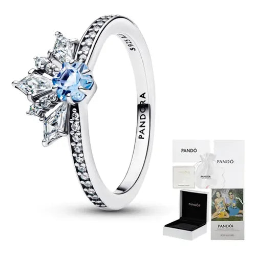 Anillo con Gema Color Blanco Talla 7 Color Plateado