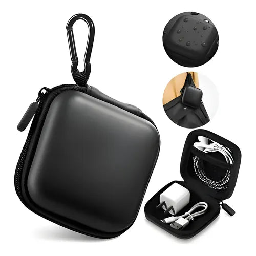 Estuche Organizador para Cables Cargador y Audífonos Color Negro | Grado B