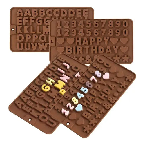 Molde de Silicona de Abecedario y Números para Repostería Color Marrón | Grado B