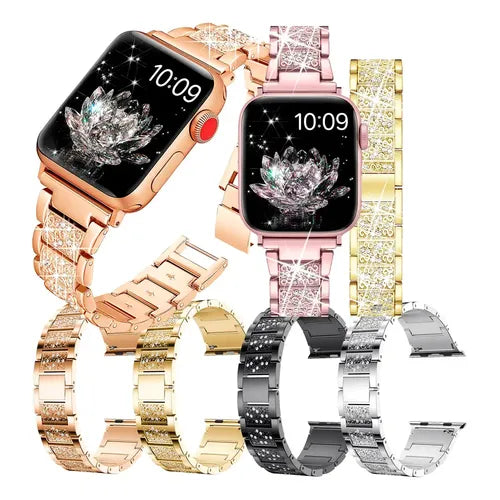 Correa de Metal con Cristales Compatible con Apple Watch Series 1 a 11 | Grado B