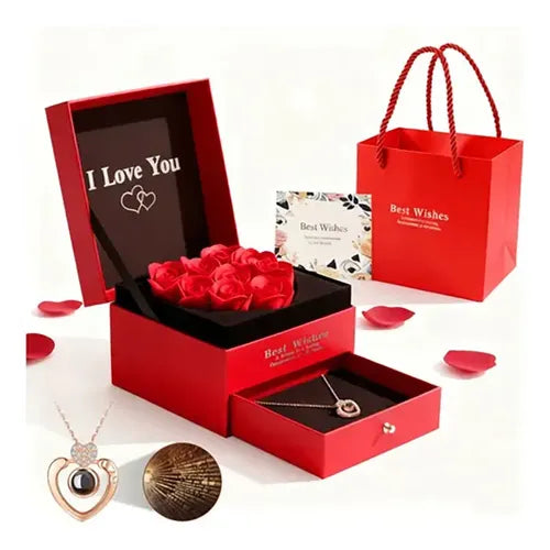 Set de Dijes Collares y Cadenas con Cajas de Regalo Color Plateado | Grado B